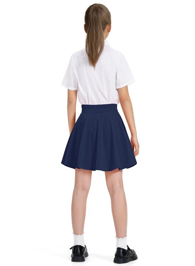 BOOPH Girls Skirts Kids Casual Mini Skorts Toddler Athletic Uniform Skirts with Pockets Navy 4-5 Years - Image 3
